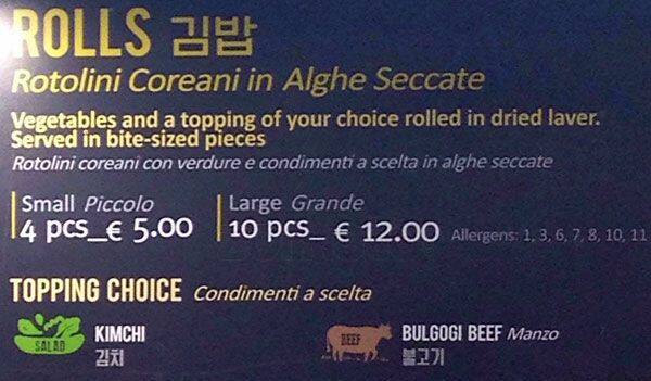 Menu di Bibigo 