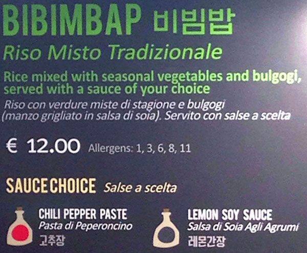 Menu di Bibigo 