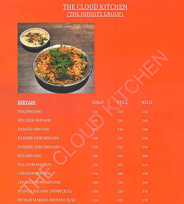 Cloud Kitchen The Chinese Restro menu