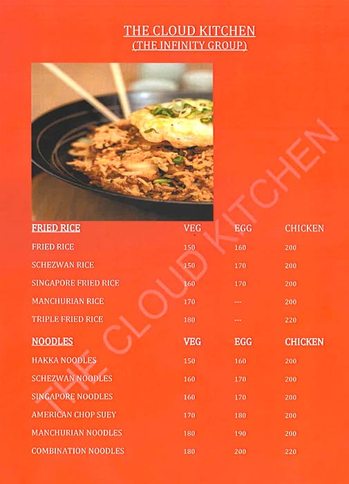 Cloud Kitchen The Chinese Restro menu