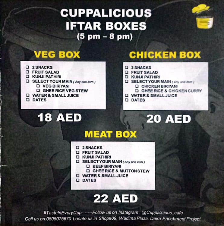 Menu of Cuppalicious, Al Ras, Dubai