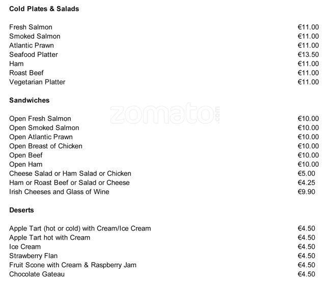 Menu at The Old Stand pub & bar, Dublin