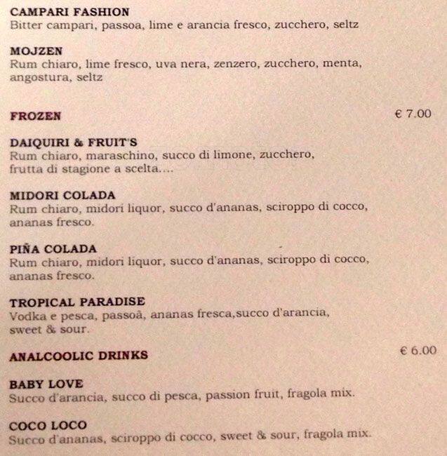 Menu di Due Zero Uno 