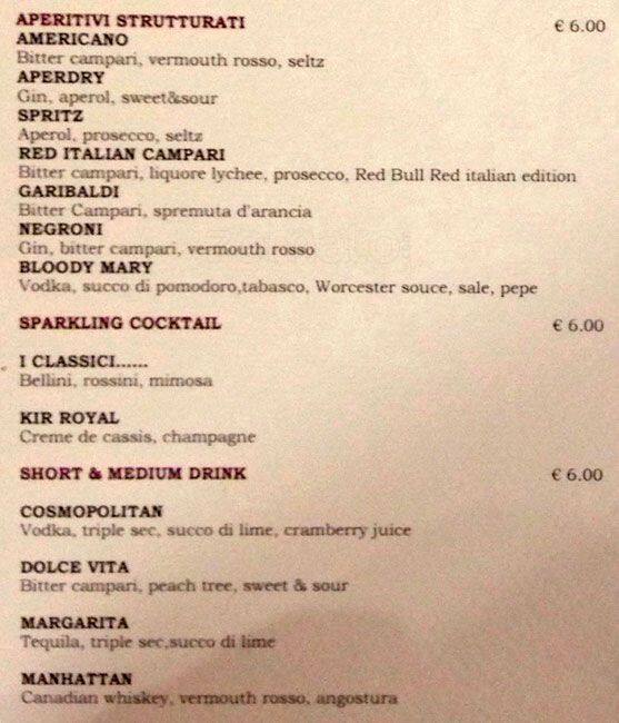 Menu di Due Zero Uno 