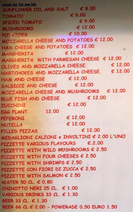 Menu di Tempio della Pizza 