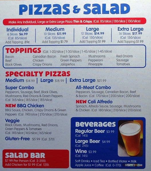 Chuck E Cheese S Cotati Menu