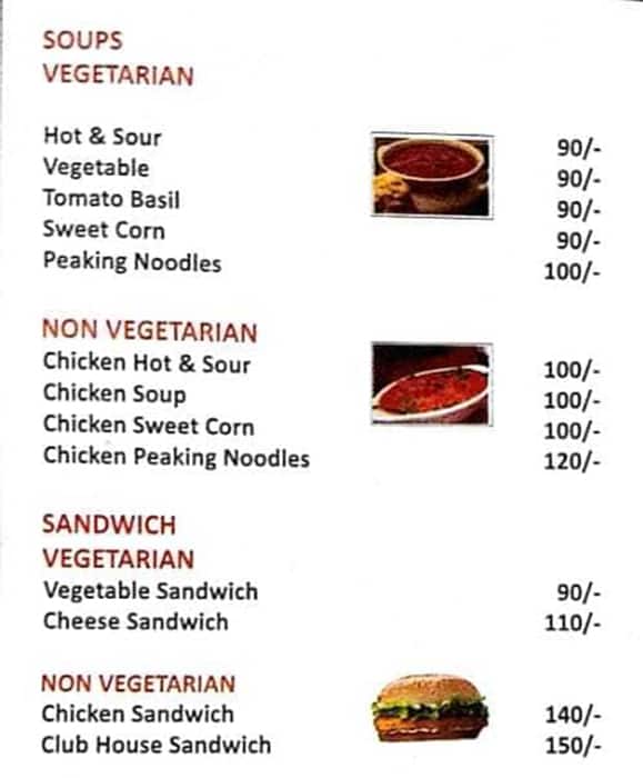 Boons Restaurant menu