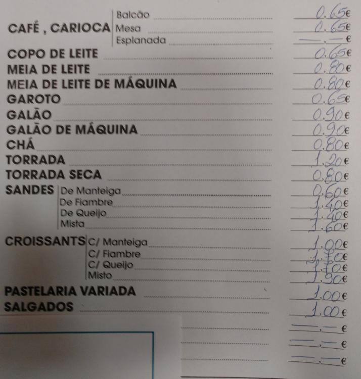 Menu At Coffee Break Cafe Queluz R Marcos Portugal