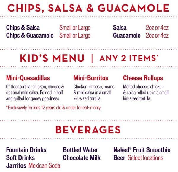 Menu at Quesada Burritos & Tacos restaurant, Mississauga, Dixie Rd