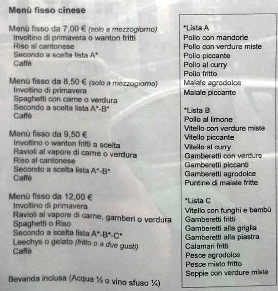 Menu di Città D'oriente 