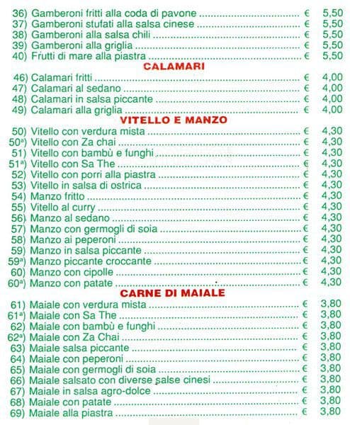 Menu di Rosticceria d'Oriente 