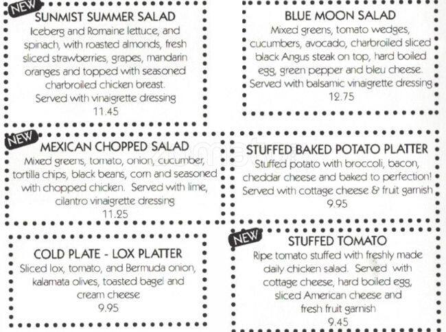 Sunmist Restaurant of Addison меню
