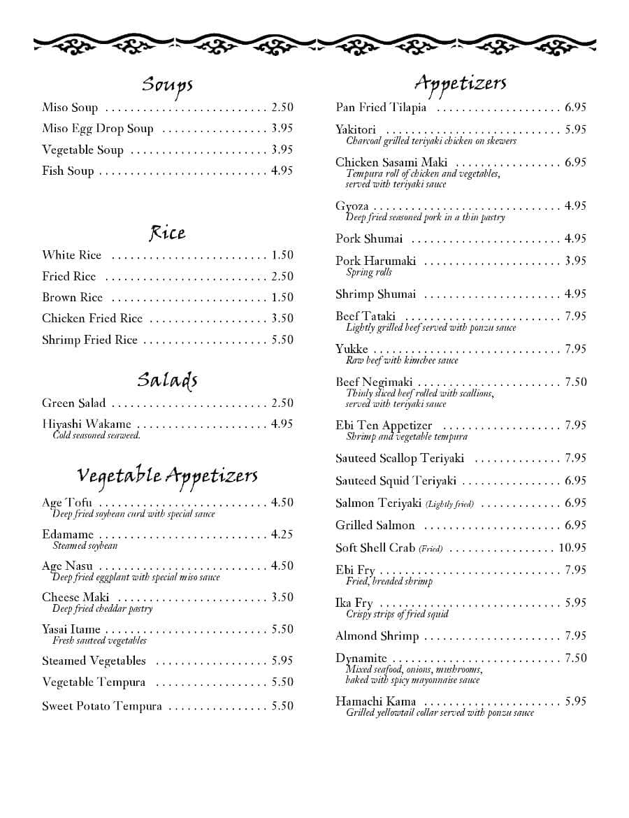 sushio asian bistro menu