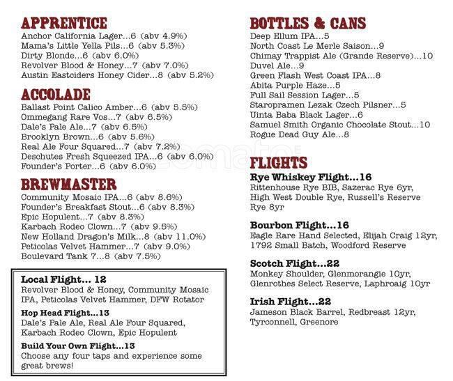 whiskey cake plano menus