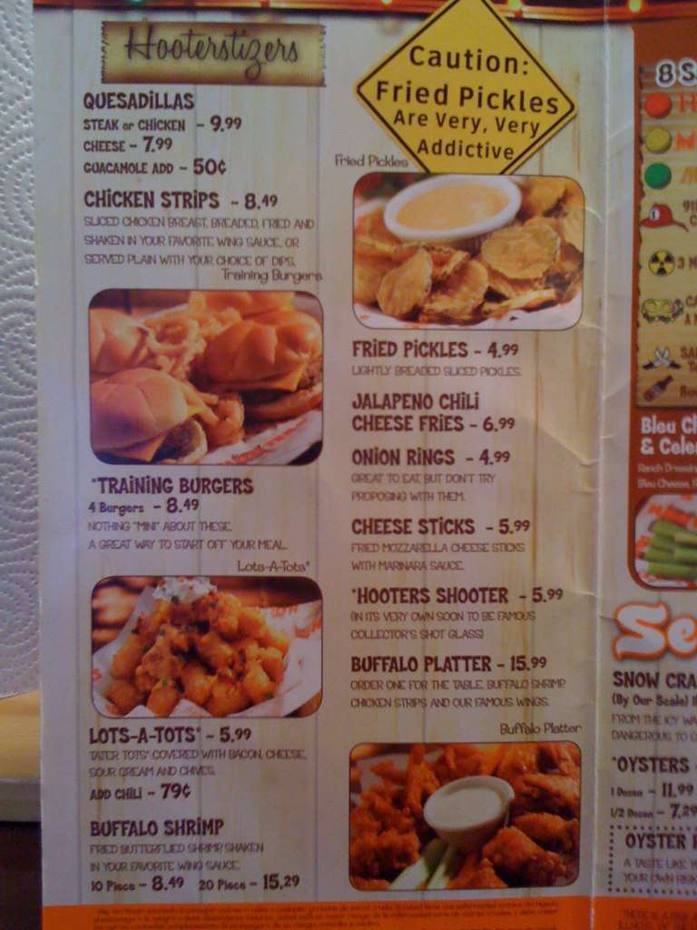 Hooters Menu, Menu for Hooters, Valdosta, Valdosta Urbanspoon/Zomato