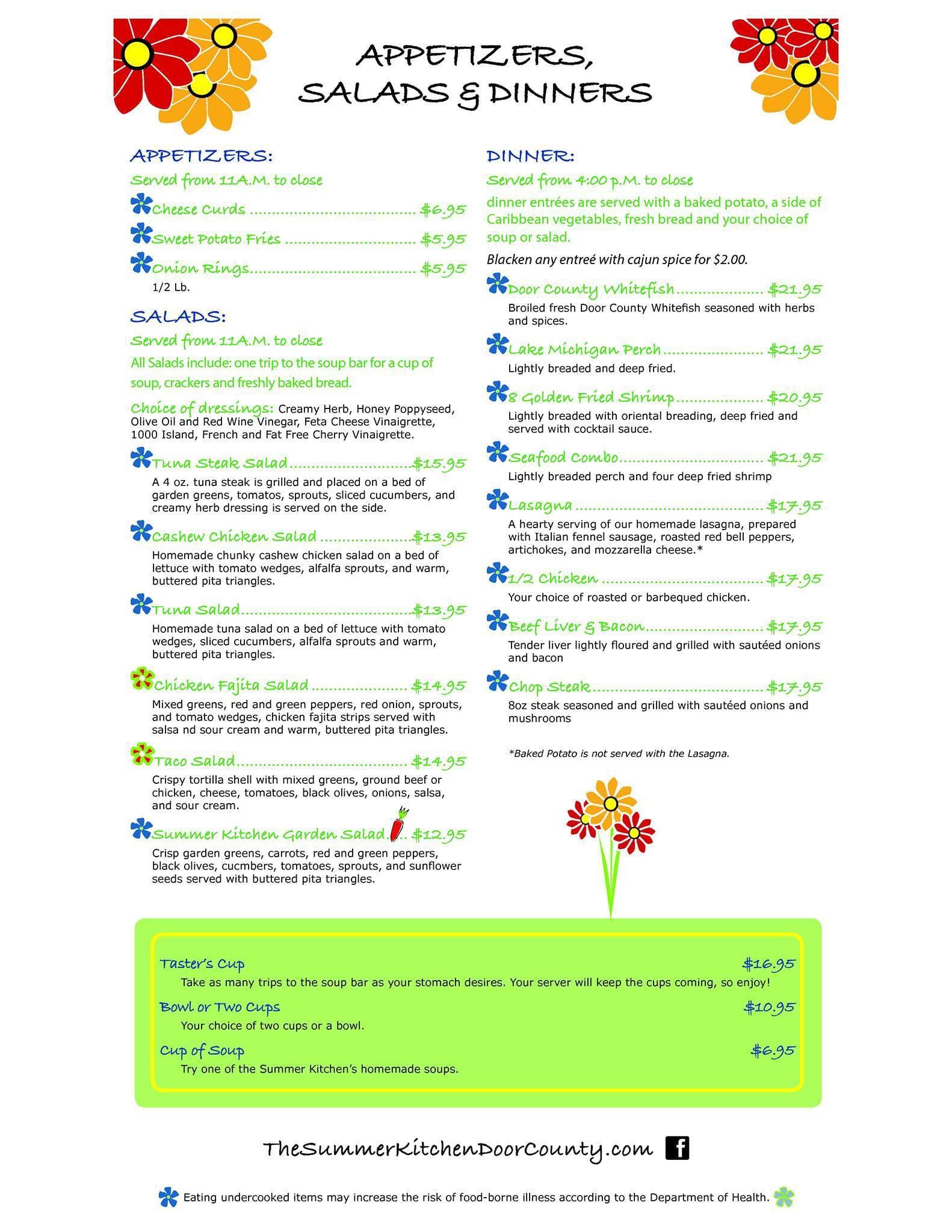 the restaurant information including the summer kitchen menu items and prices may have been modified since the last website update - Summer Kitchen Menu the restaurant information including the summer kitchen menu items and prices may have been modified since the last website update - Summer Kitchen Menu