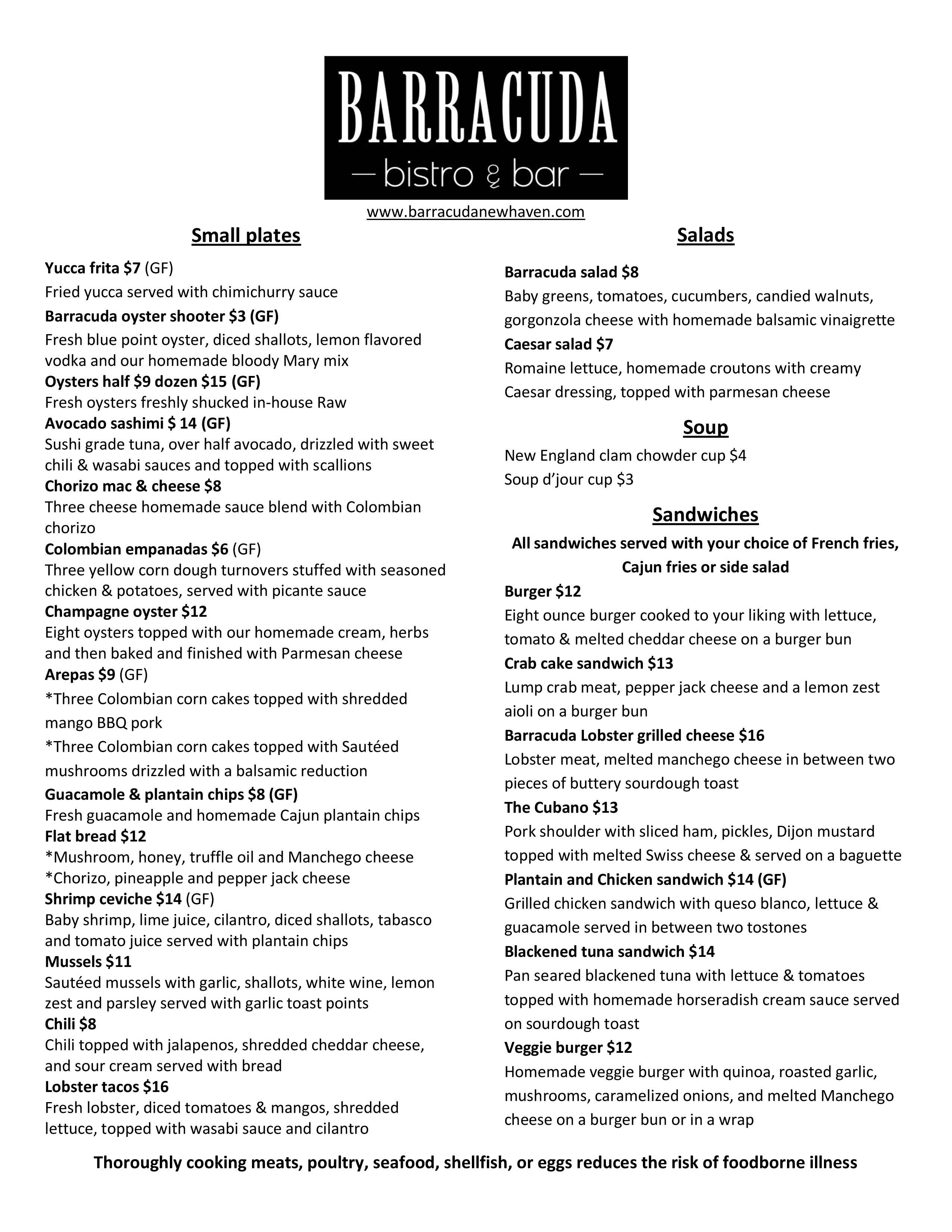 Barracuda Bistro & Bar Menu Urbanspoon/Zomato