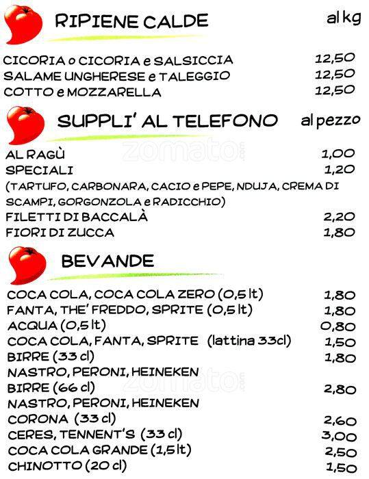 Menu di Alice Pizza via dei castani 