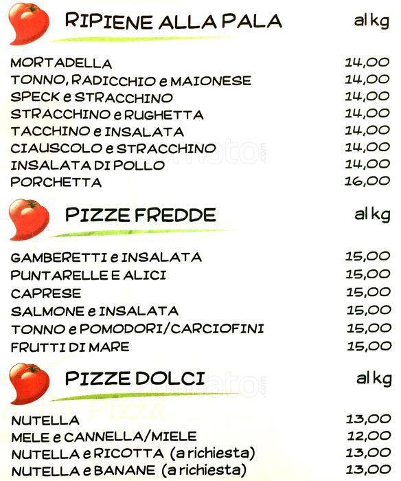Menu di Alice Pizza via dei castani 