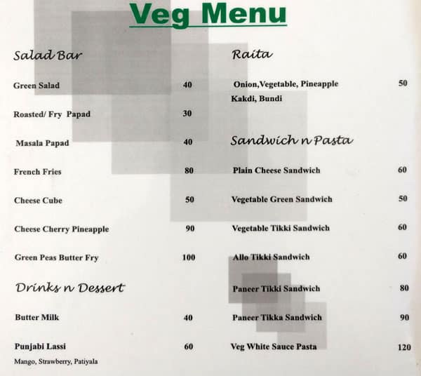 Saurabh Family Hotel Premium Rooms and Restaurant menu