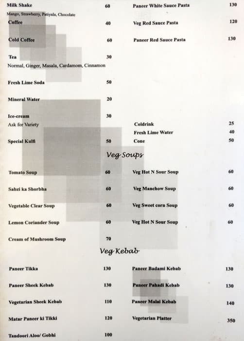 Saurabh Family Hotel Premium Rooms and Restaurant menu