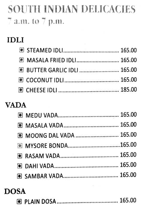 Melange Restaurant menu