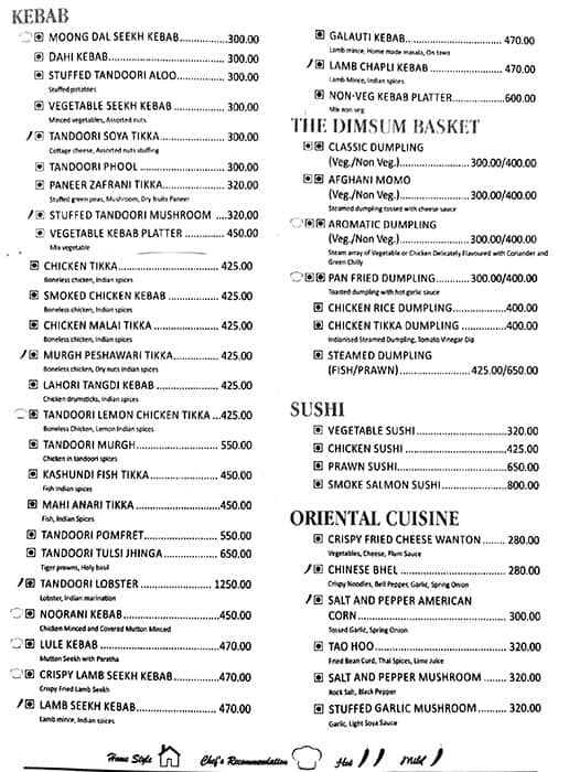 Melange Restaurant menu