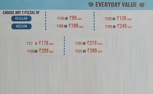 Domino's Pizza menu