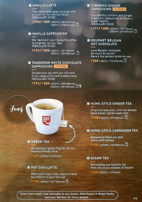 Café Coffee Day menu