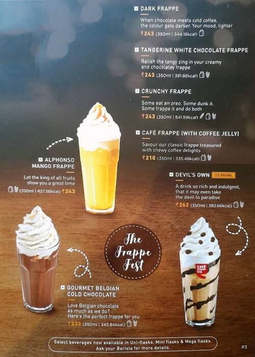 Café Coffee Day menu