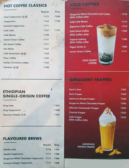Café Coffee Day menu