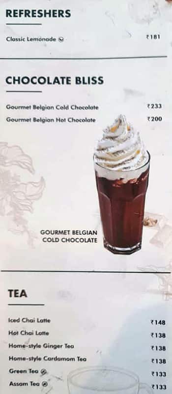 Café Coffee Day menu