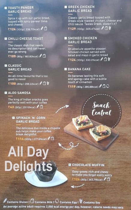 Café Coffee Day menu