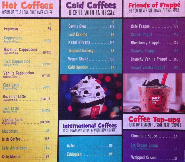 Cafe Coffee Day Menu, Menu for Cafe Coffee Day, Marathahalli, Bangalore ...