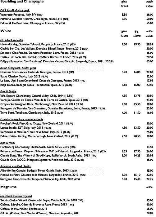 The Butcher's Hook Menu, Menu for The Butcher's Hook, Fulham, London