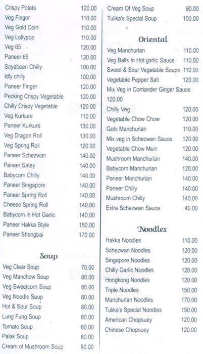 Tulika's Rasoi menu