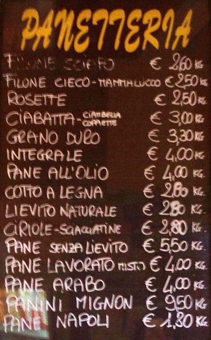 Menu di Gran Forno 