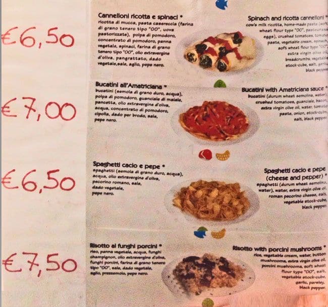 Menu di Bar I Tigli 