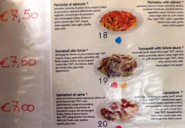 Menu di Bar I Tigli 