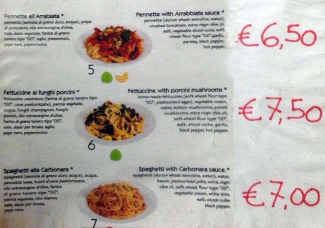 Menu di Bar I Tigli 