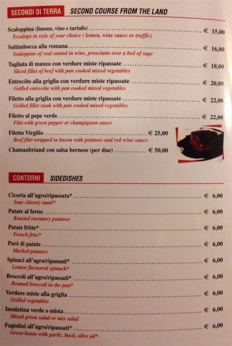 Menu di Pizzeria Virgilio 