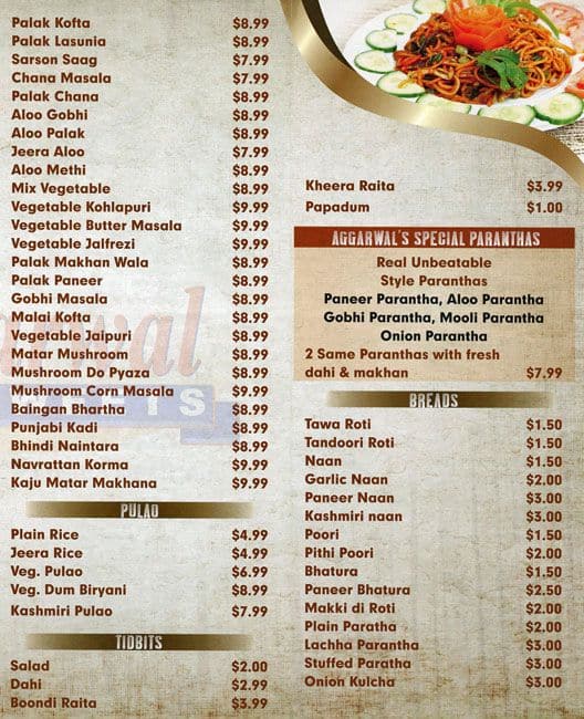 Menu at Aggarwal Sweets restaurant, Surrey, 128 St