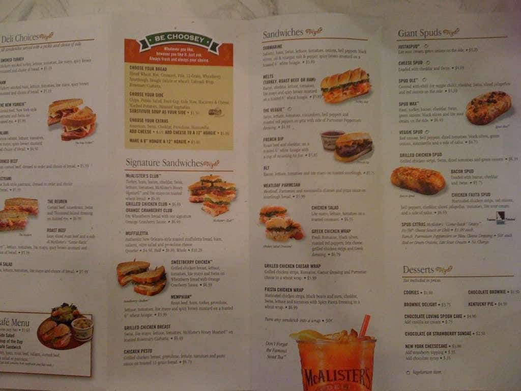 McAlister s Deli Menu Menu for McAlister s Deli Woodland Hills/71st