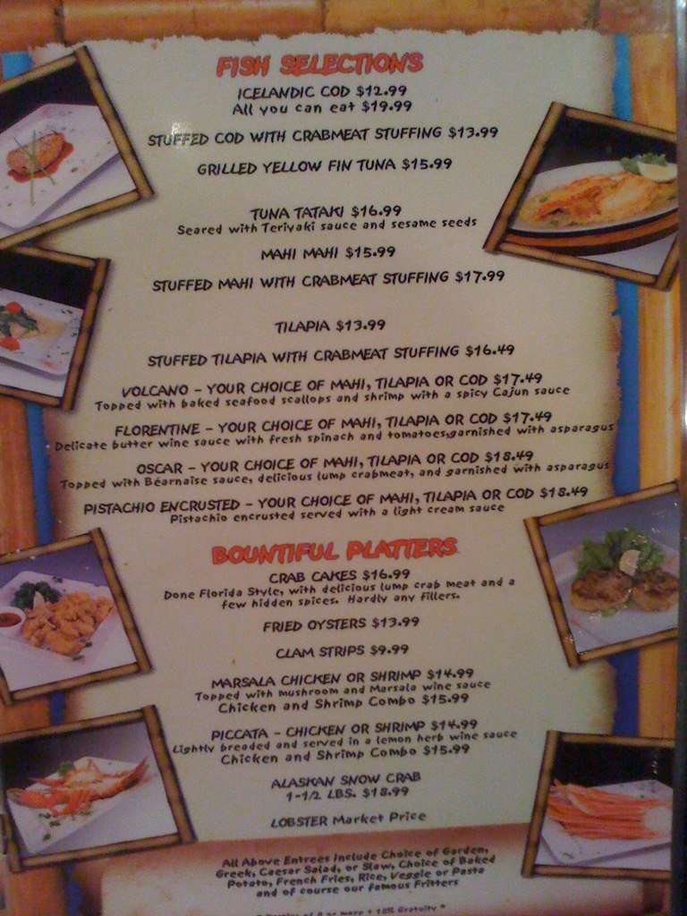 Florida S Seafood Bar Grill Menu
