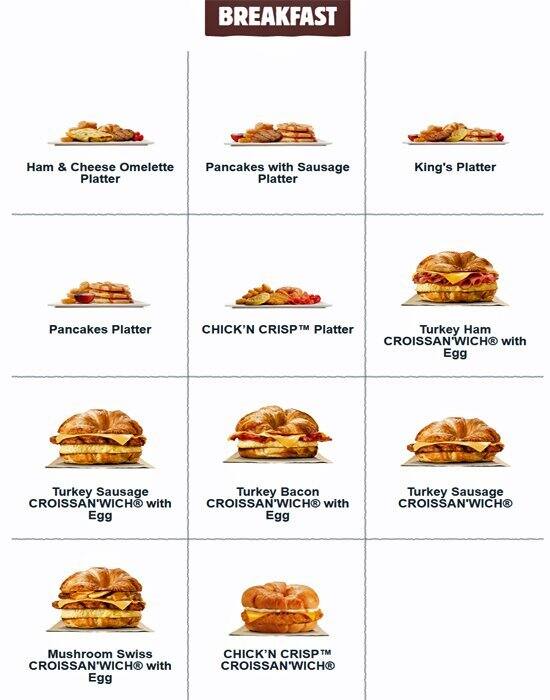 Burger King Menu Printable Version