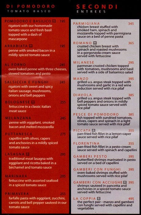 Menu at Pasto restaurant, Quezon City, Eulogio Rodriguez Jr. Ave