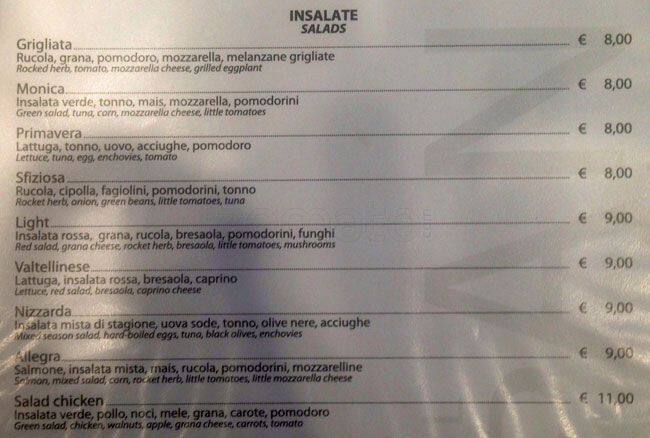 Menu di Bar Al Panino 