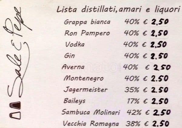 Menu di Sale e Pepe 
