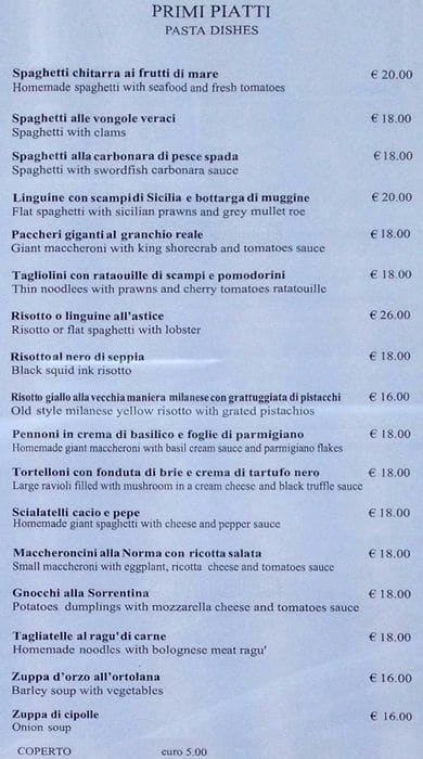Menu di Il Coriandolo 