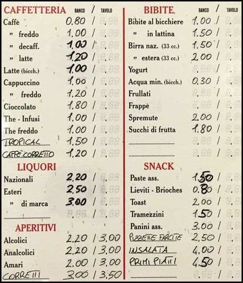 Menu di Guido's Cafè 